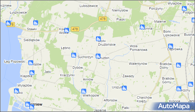 mapa Drużbin, Drużbin na mapie Targeo