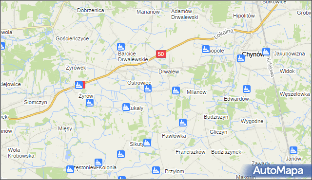 mapa Drwalewice gmina Chynów, Drwalewice gmina Chynów na mapie Targeo
