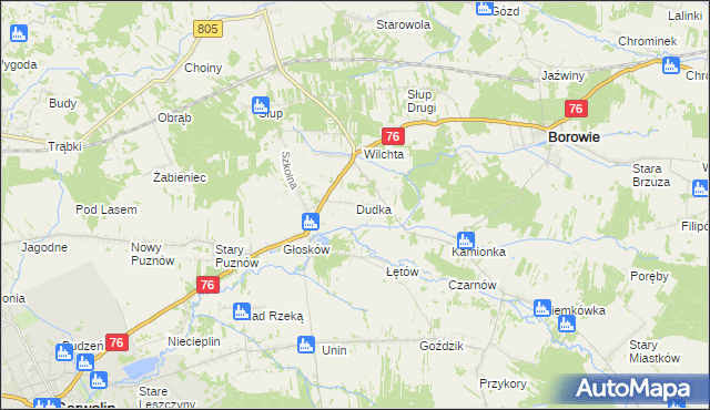 mapa Dudka gmina Borowie, Dudka gmina Borowie na mapie Targeo