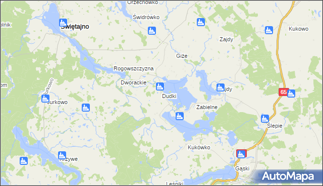 mapa Dudki gmina Świętajno, Dudki gmina Świętajno na mapie Targeo