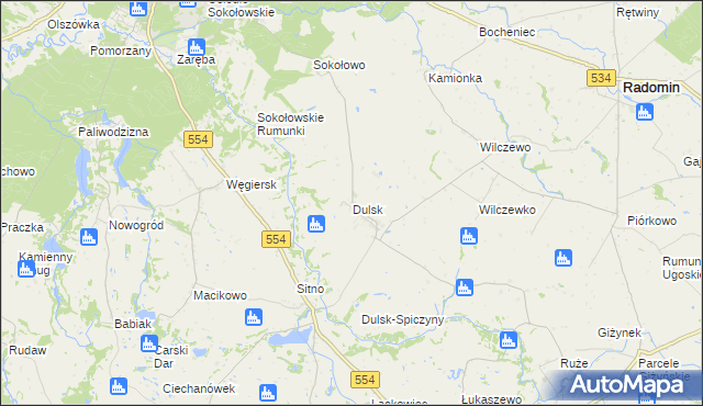mapa Dulsk gmina Radomin, Dulsk gmina Radomin na mapie Targeo
