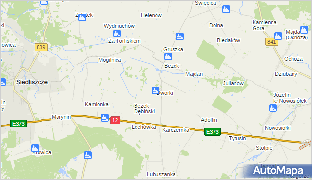 mapa Dworki gmina Siedliszcze, Dworki gmina Siedliszcze na mapie Targeo