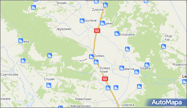 mapa Dylewo gmina Kadzidło, Dylewo gmina Kadzidło na mapie Targeo