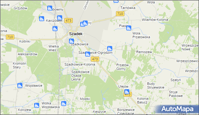 mapa Dziadkowice gmina Szadek, Dziadkowice gmina Szadek na mapie Targeo