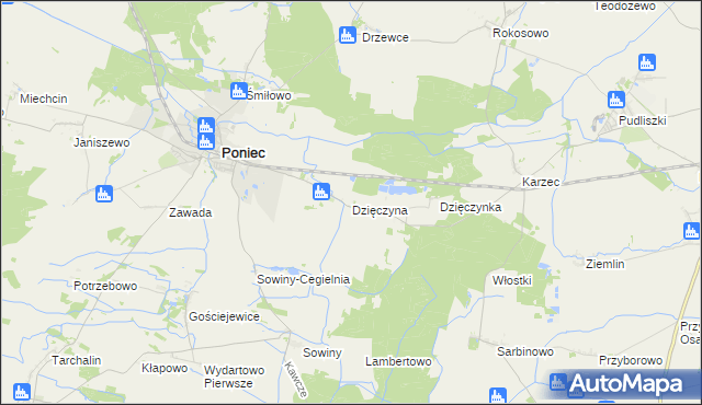 mapa Dzięczyna, Dzięczyna na mapie Targeo