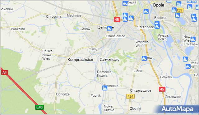 mapa Dziekaństwo, Dziekaństwo na mapie Targeo