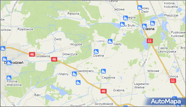 mapa Dzielna gmina Ciasna, Dzielna gmina Ciasna na mapie Targeo