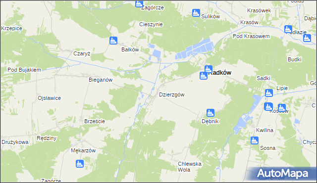 mapa Dzierzgów gmina Radków, Dzierzgów gmina Radków na mapie Targeo