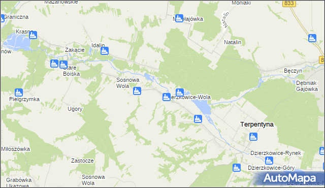 mapa Dzierzkowice-Wola, Dzierzkowice-Wola na mapie Targeo