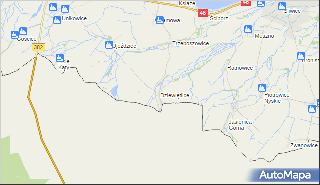 mapa Dziewiętlice, Dziewiętlice na mapie Targeo