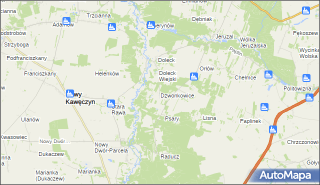 mapa Dzwonkowice, Dzwonkowice na mapie Targeo