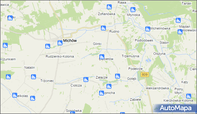 mapa Elżbietów gmina Michów, Elżbietów gmina Michów na mapie Targeo