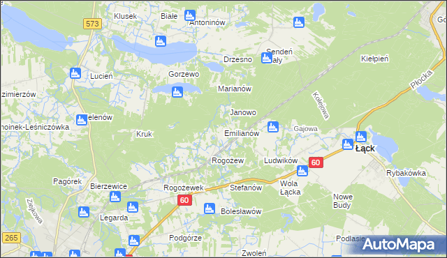 mapa Emilianów gmina Gostynin, Emilianów gmina Gostynin na mapie Targeo
