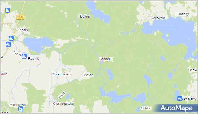 mapa Fabianki gmina Susz, Fabianki gmina Susz na mapie Targeo
