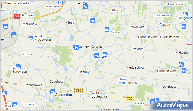 mapa Falęcin gmina Grójec, Falęcin gmina Grójec na mapie Targeo