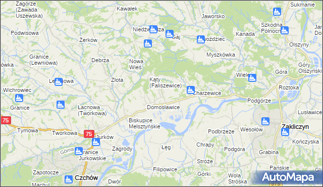 mapa Faliszewice, Faliszewice na mapie Targeo