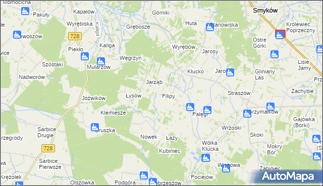 mapa Filipy gmina Radoszyce, Filipy gmina Radoszyce na mapie Targeo