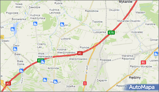 mapa Florków, Florków na mapie Targeo