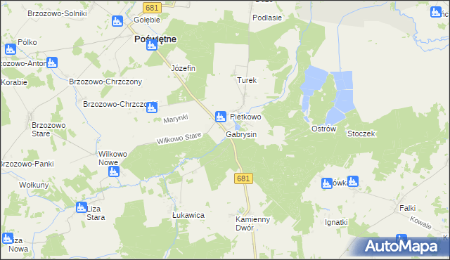 mapa Gabrysin gmina Poświętne, Gabrysin gmina Poświętne na mapie Targeo