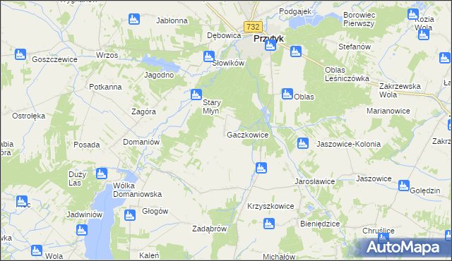 mapa Gaczkowice, Gaczkowice na mapie Targeo