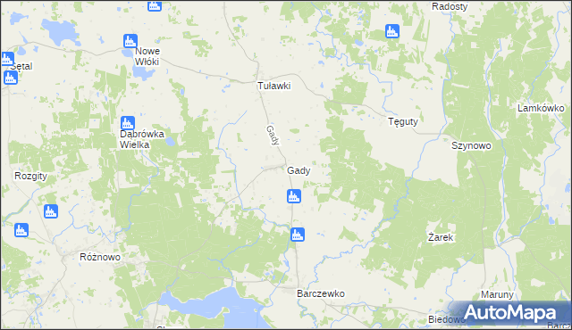 mapa Gady, Gady na mapie Targeo