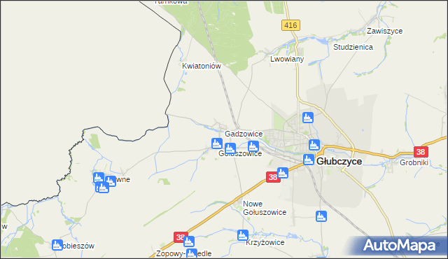 mapa Gadzowice, Gadzowice na mapie Targeo