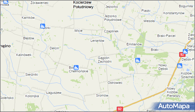 mapa Gągolin Zachodni, Gągolin Zachodni na mapie Targeo