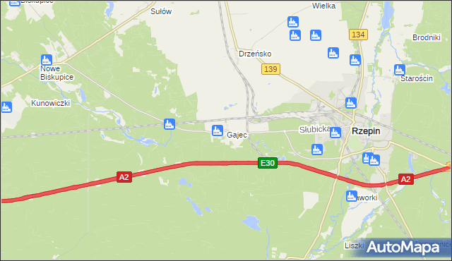 mapa Gajec, Gajec na mapie Targeo