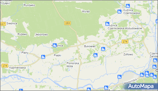 mapa Gajewo gmina Czarnków, Gajewo gmina Czarnków na mapie Targeo