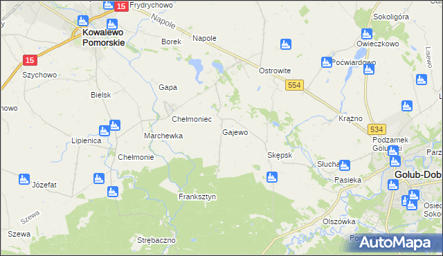 mapa Gajewo gmina Golub-Dobrzyń, Gajewo gmina Golub-Dobrzyń na mapie Targeo
