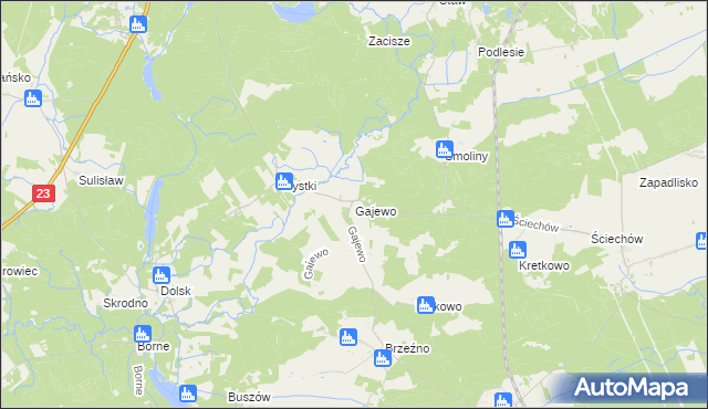 mapa Gajewo gmina Lubiszyn, Gajewo gmina Lubiszyn na mapie Targeo