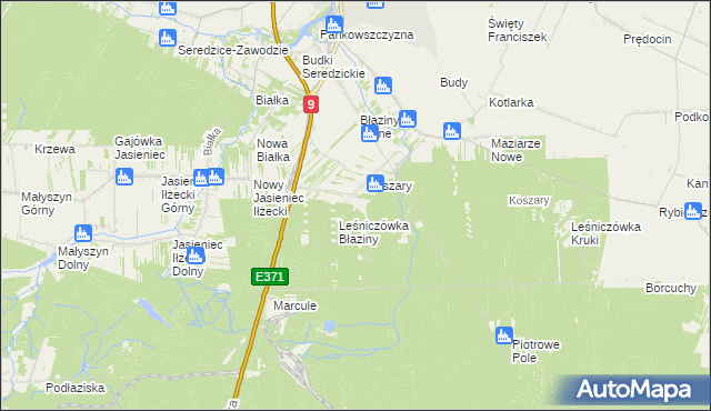 mapa Gajówka Maziarze k/Koszary, Gajówka Maziarze k/Koszary na mapie Targeo