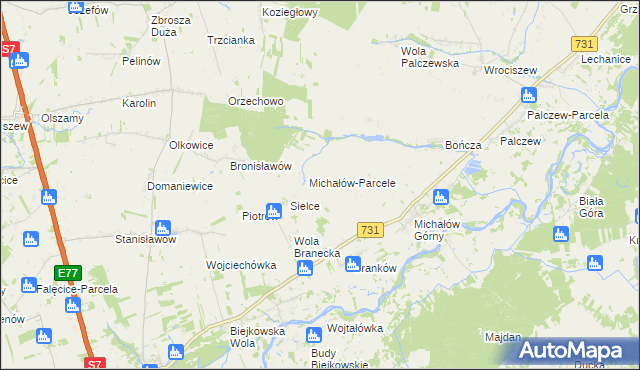 mapa Gajówka Michałów gmina Warka, Gajówka Michałów gmina Warka na mapie Targeo