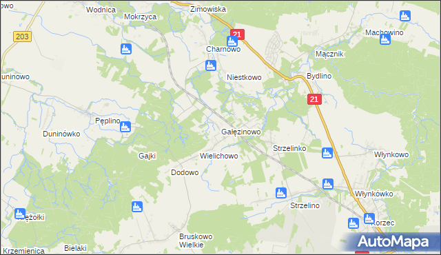 mapa Gałęzinowo, Gałęzinowo na mapie Targeo