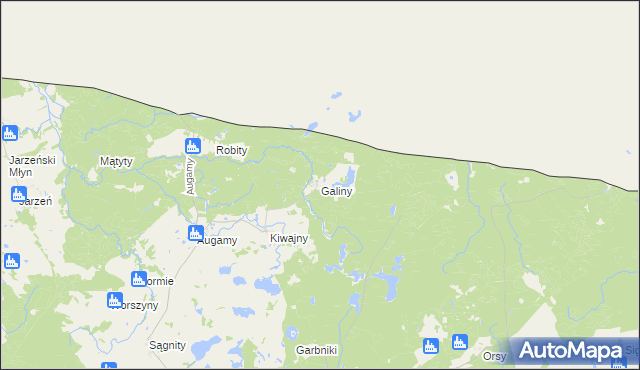 mapa Galiny gmina Górowo Iławeckie, Galiny gmina Górowo Iławeckie na mapie Targeo