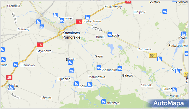 mapa Gapa gmina Kowalewo Pomorskie, Gapa gmina Kowalewo Pomorskie na mapie Targeo