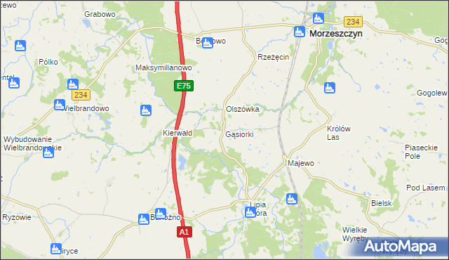 mapa Gąsiorki, Gąsiorki na mapie Targeo