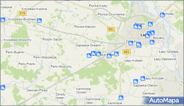 mapa Gąsówka-Osse, Gąsówka-Osse na mapie Targeo