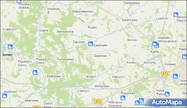 mapa Gawłowo, Gawłowo na mapie Targeo