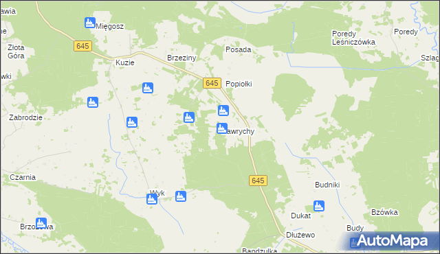 mapa Gawrychy, Gawrychy na mapie Targeo