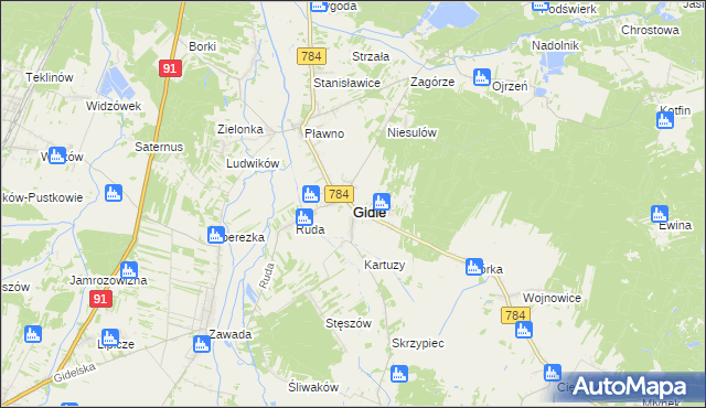 mapa Gidle, Gidle na mapie Targeo