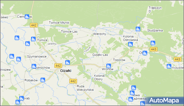 mapa Gizałki-Las, Gizałki-Las na mapie Targeo