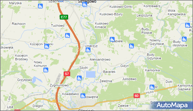 mapa Giżynek gmina Strzegowo, Giżynek gmina Strzegowo na mapie Targeo