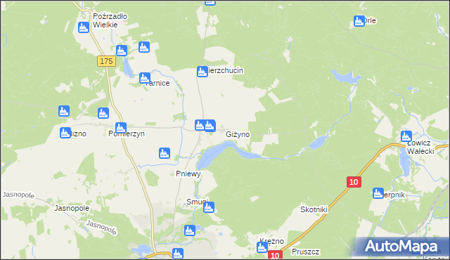 mapa Giżyno gmina Kalisz Pomorski, Giżyno gmina Kalisz Pomorski na mapie Targeo