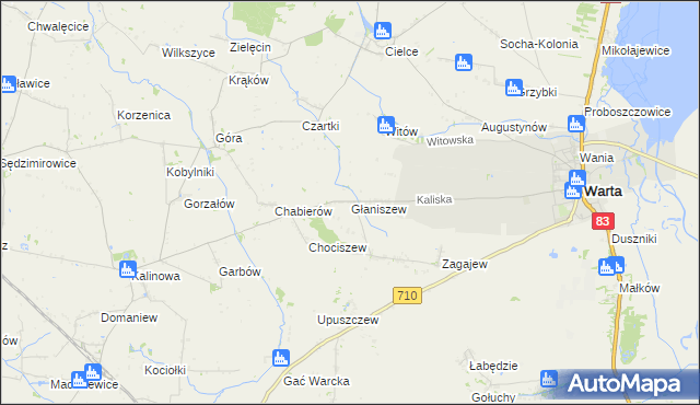 mapa Głaniszew, Głaniszew na mapie Targeo