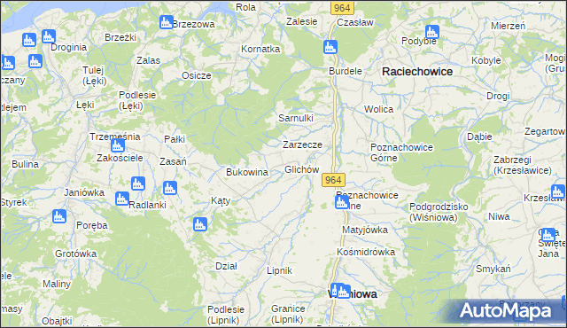 mapa Glichów, Glichów na mapie Targeo