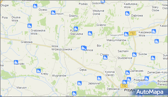 mapa Glinice gmina Przytyk, Glinice gmina Przytyk na mapie Targeo
