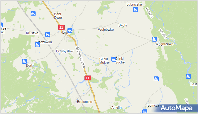 mapa Glinki Mokre, Glinki Mokre na mapie Targeo