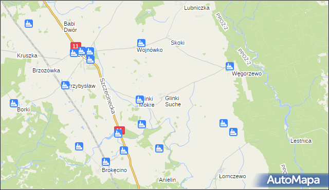 mapa Glinki Suche, Glinki Suche na mapie Targeo