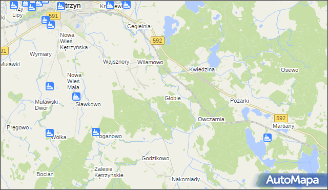 mapa Głobie, Głobie na mapie Targeo